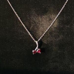 Elegant Silver and Red Pendant Necklace